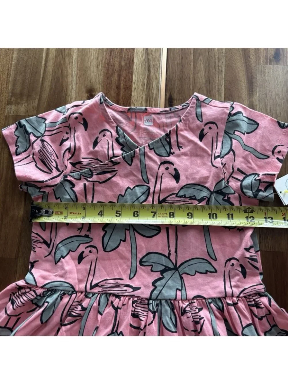 Tea Collection Flamingo Print Short Sleeve Dress Girl Sz 7 Tropical Play Zoo NWT